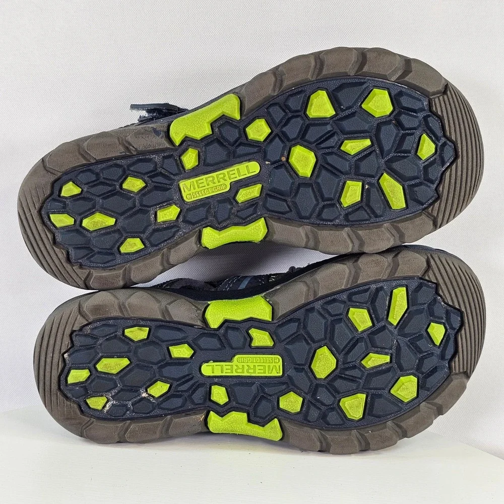 Merrell Hydro Hiker Sandal Kids 12W Navy Blue Lime Green Waterproof MC53375‎